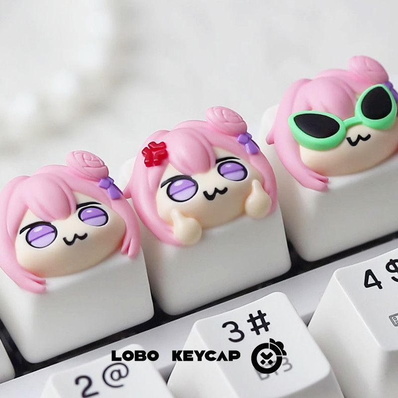 Gaming Accessories Pink - 귀여운 핑크 머리카락 애니메이션 소녀 레진