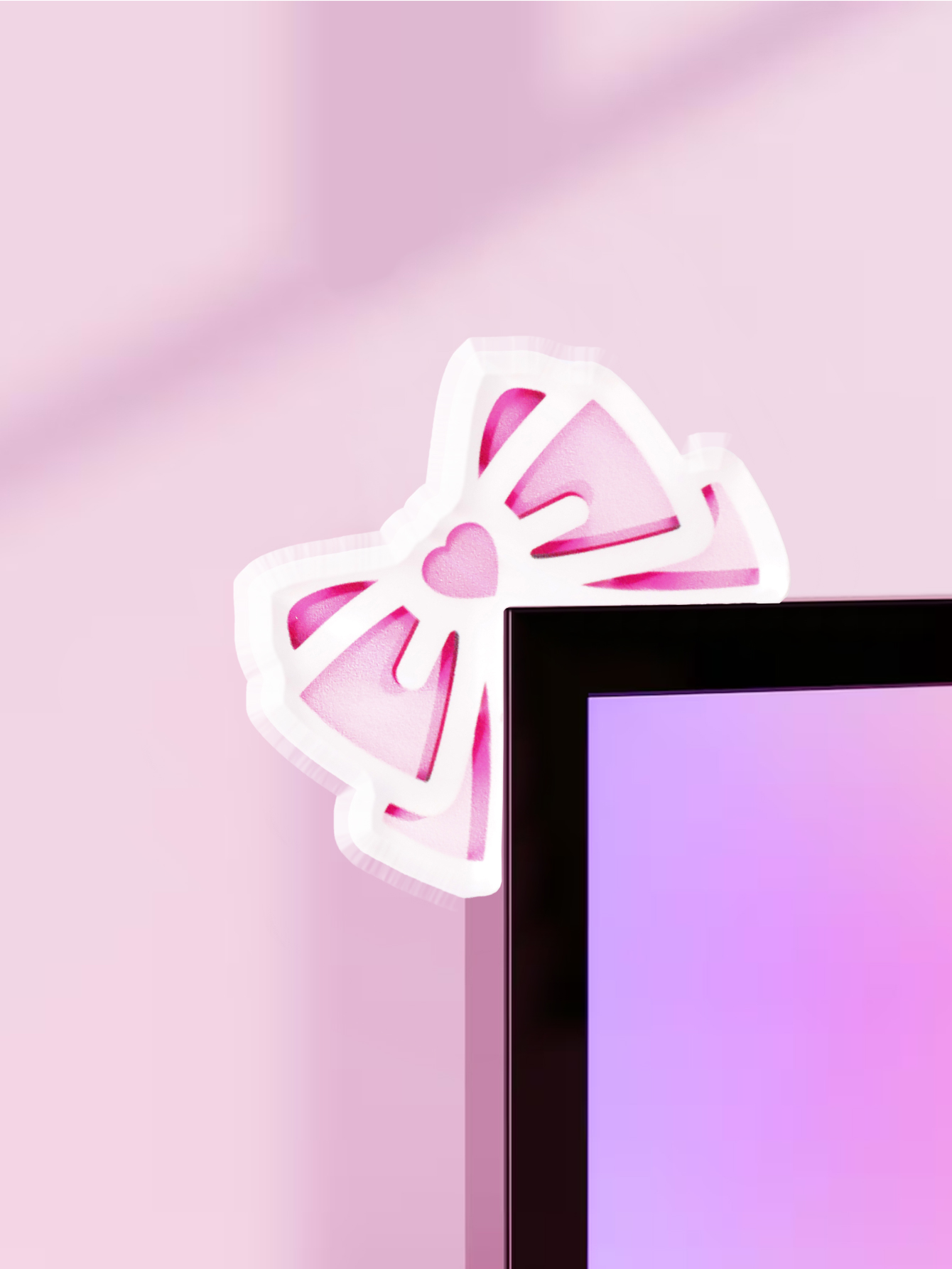 Gaming Accessories Pink - 귀여운 리본 모니터 장식 핑크 아크릴