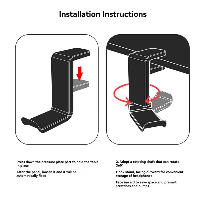 A53M-360 °   회전식 헤드폰 스탠드 데스크탑  - Gaming Accessories Wall Mount 리뷰 및 가격