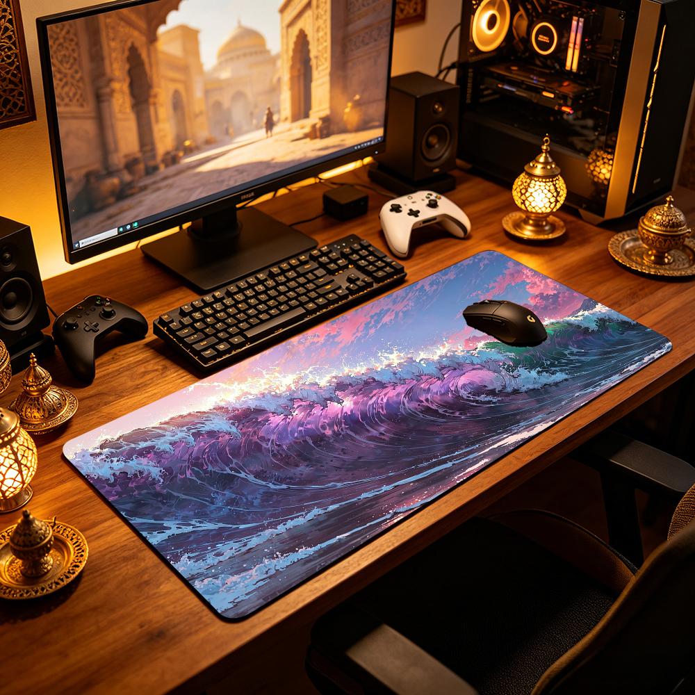 대형 애니메이션 바다 파도 게이밍 마우스 패드 보라색  - Gaming Accessories Pink 리뷰 및 가격