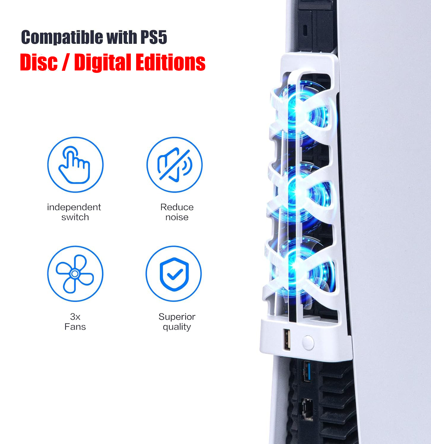 LED 조명이 포함된 PS5 Slient 냉각 팬용 추 - Gaming Zone Accessories 리뷰 및 가격